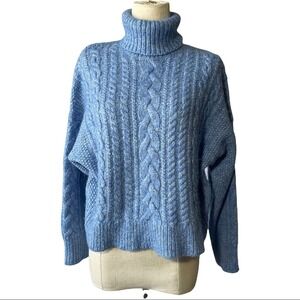 J. Crew boxy cable knit blue long sleeve turtleneck. M
